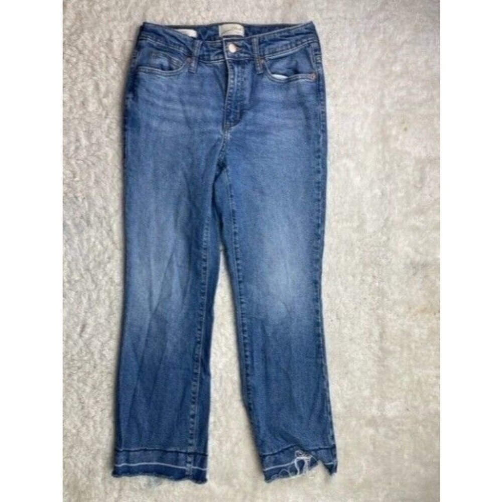 Universal Thread Size 0 25 Wmens Jeans Ankle Bootcut Raw Hem Mid Rise Stretch
